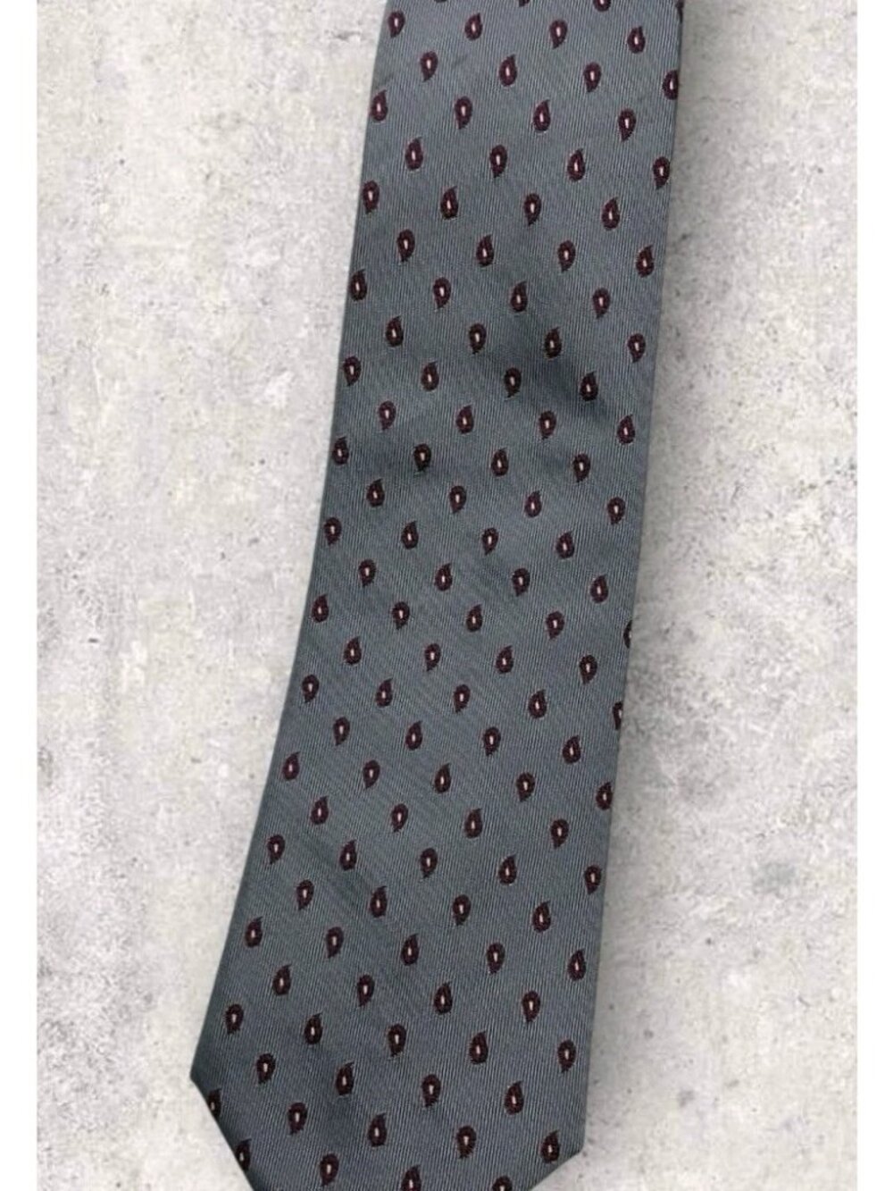 TURNBULL & ASSER Silk Necktie LUXURY Gray Burgundy Paisley W:3.6" EUC - Picture 5 of 5